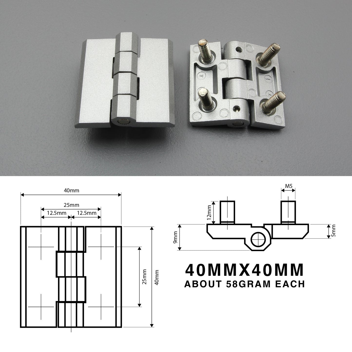Butt Hinge | Sunk Mount or Blind Mount | Heavy Duty | Zinc Alloy | Black/Silver