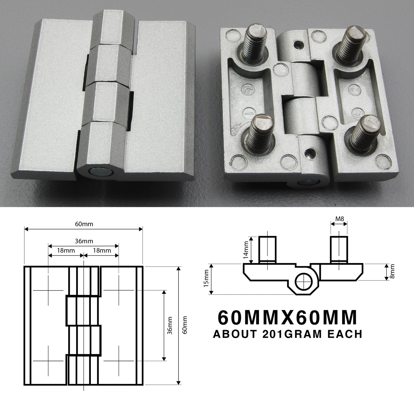 Butt Hinge | Sunk Mount or Blind Mount | Heavy Duty | Zinc Alloy | Black/Silver