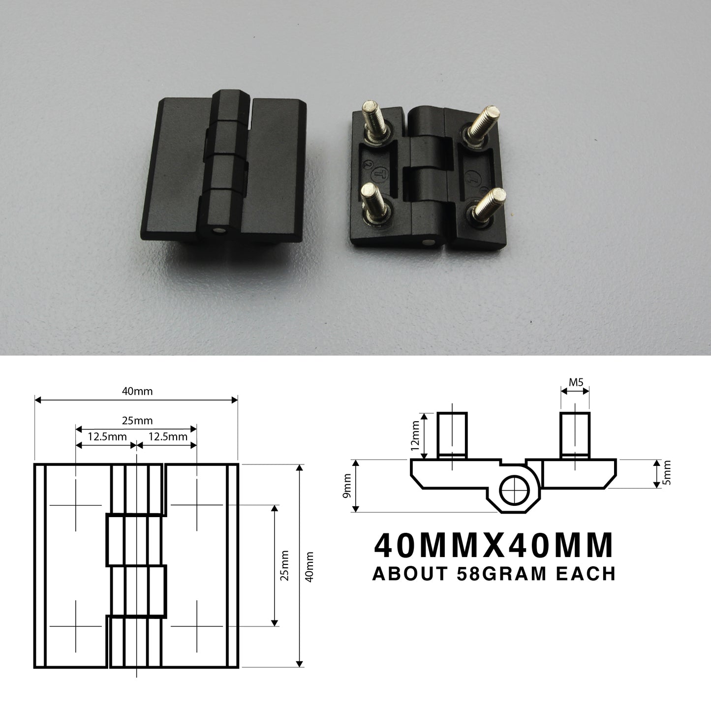 Butt Hinge | Sunk Mount or Blind Mount | Heavy Duty | Zinc Alloy | Black/Silver