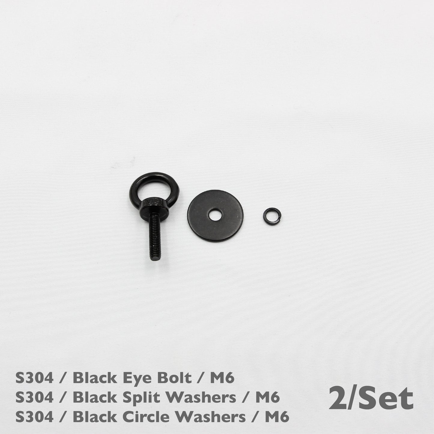 Black Unistrut Eye Bolt Kit | Stainless Steel | M6 M8 M10 | Set of 2