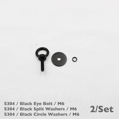 Black Unistrut Eye Bolt Kit | Stainless Steel | M6 M8 M10 | Set of 2