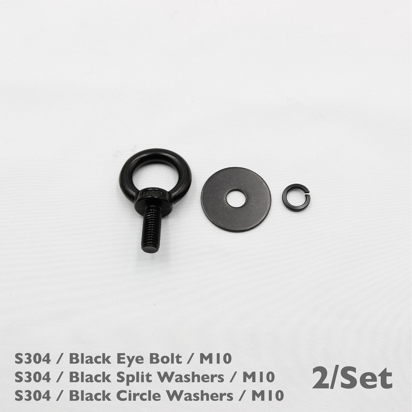 Black Unistrut Eye Bolt Kit | Stainless Steel | M6 M8 M10 | Set of 2
