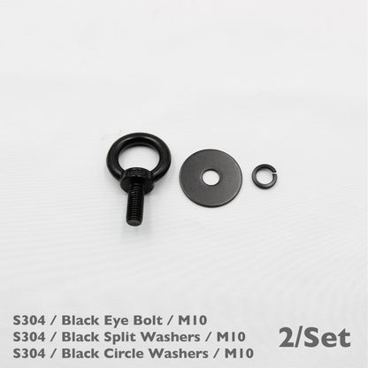 Black Unistrut Eye Bolt Kit | Stainless Steel | M6 M8 M10 | Set of 2