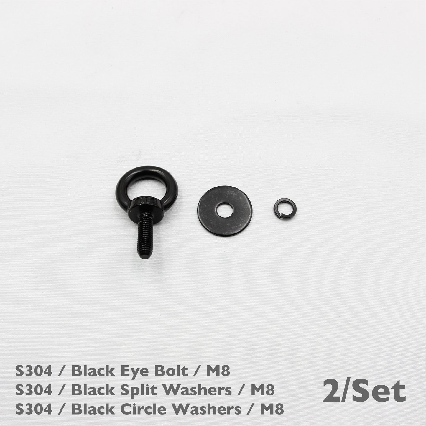 Black Unistrut Eye Bolt Kit | Stainless Steel | M6 M8 M10 | Set of 2