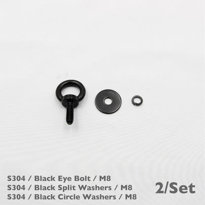 Black Unistrut Eye Bolt Kit | Stainless Steel | M6 M8 M10 | Set of 2