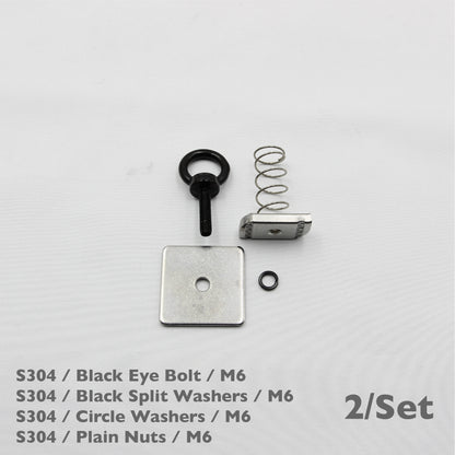 Black Unistrut Eye Bolt Kit | Stainless Steel | M6 M8 M10 | Set of 2