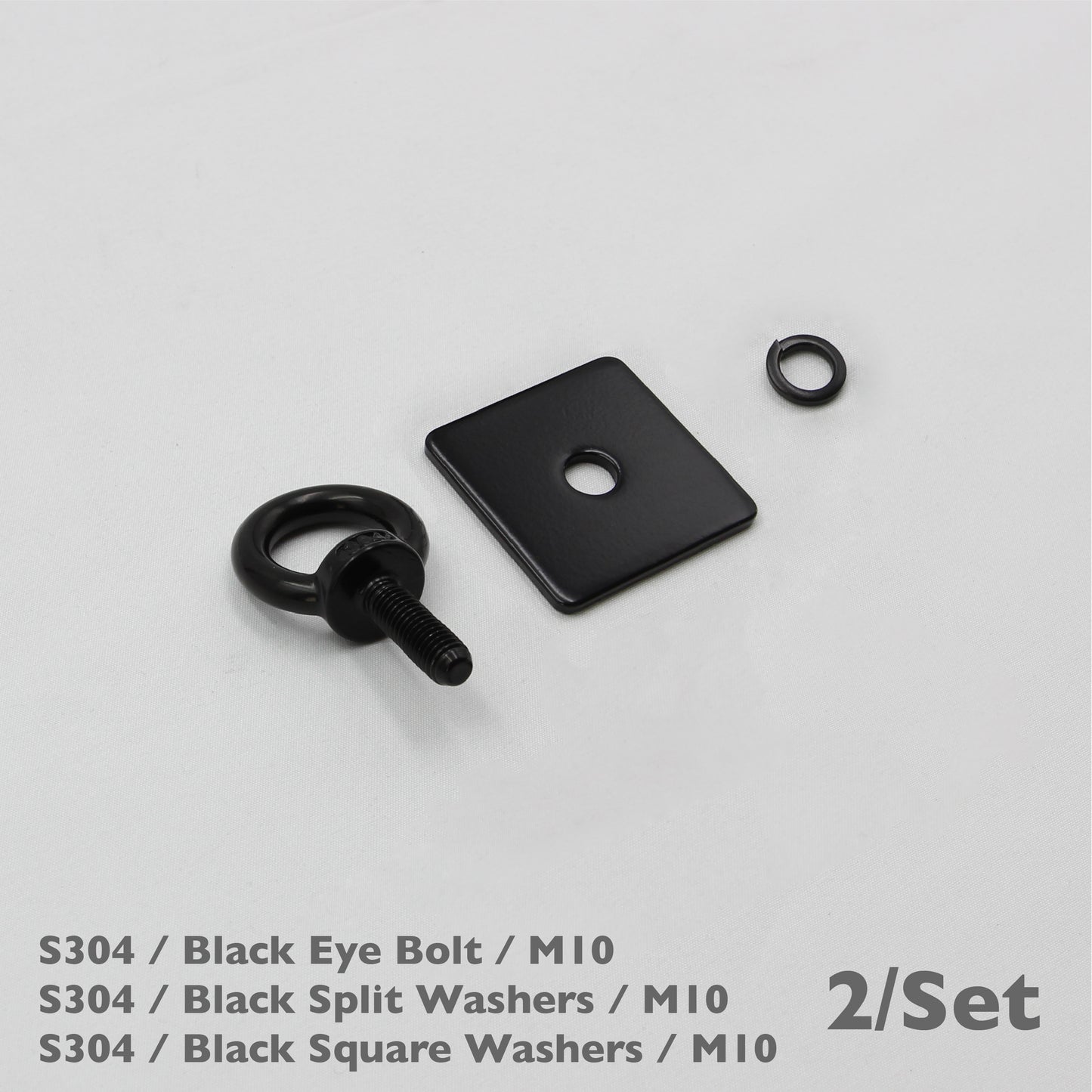 Black Unistrut Eye Bolt Kit | Stainless Steel | M6 M8 M10 | Set of 2