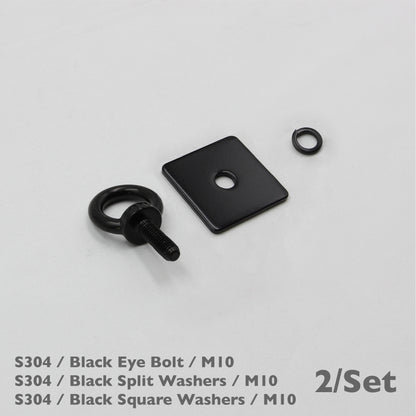 Black Unistrut Eye Bolt Kit | Stainless Steel | M6 M8 M10 | Set of 2