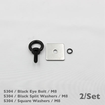 Black Unistrut Eye Bolt Kit | Stainless Steel | M6 M8 M10 | Set of 2