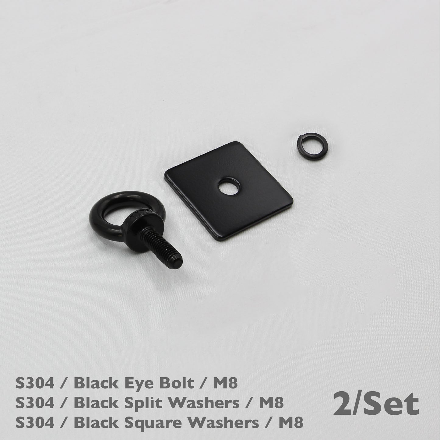Black Unistrut Eye Bolt Kit | Stainless Steel | M6 M8 M10 | Set of 2