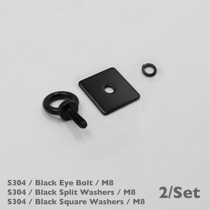 Black Unistrut Eye Bolt Kit | Stainless Steel | M6 M8 M10 | Set of 2