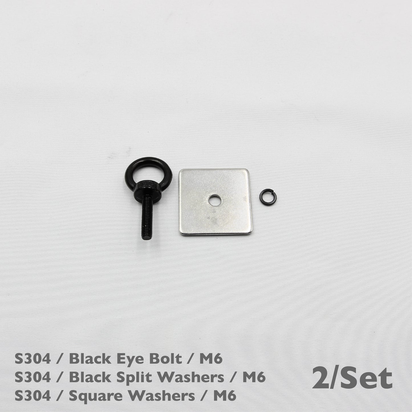 Black Unistrut Eye Bolt Kit | Stainless Steel | M6 M8 M10 | Set of 2