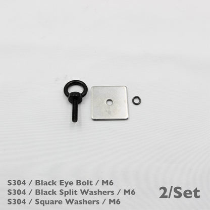 Black Unistrut Eye Bolt Kit | Stainless Steel | M6 M8 M10 | Set of 2