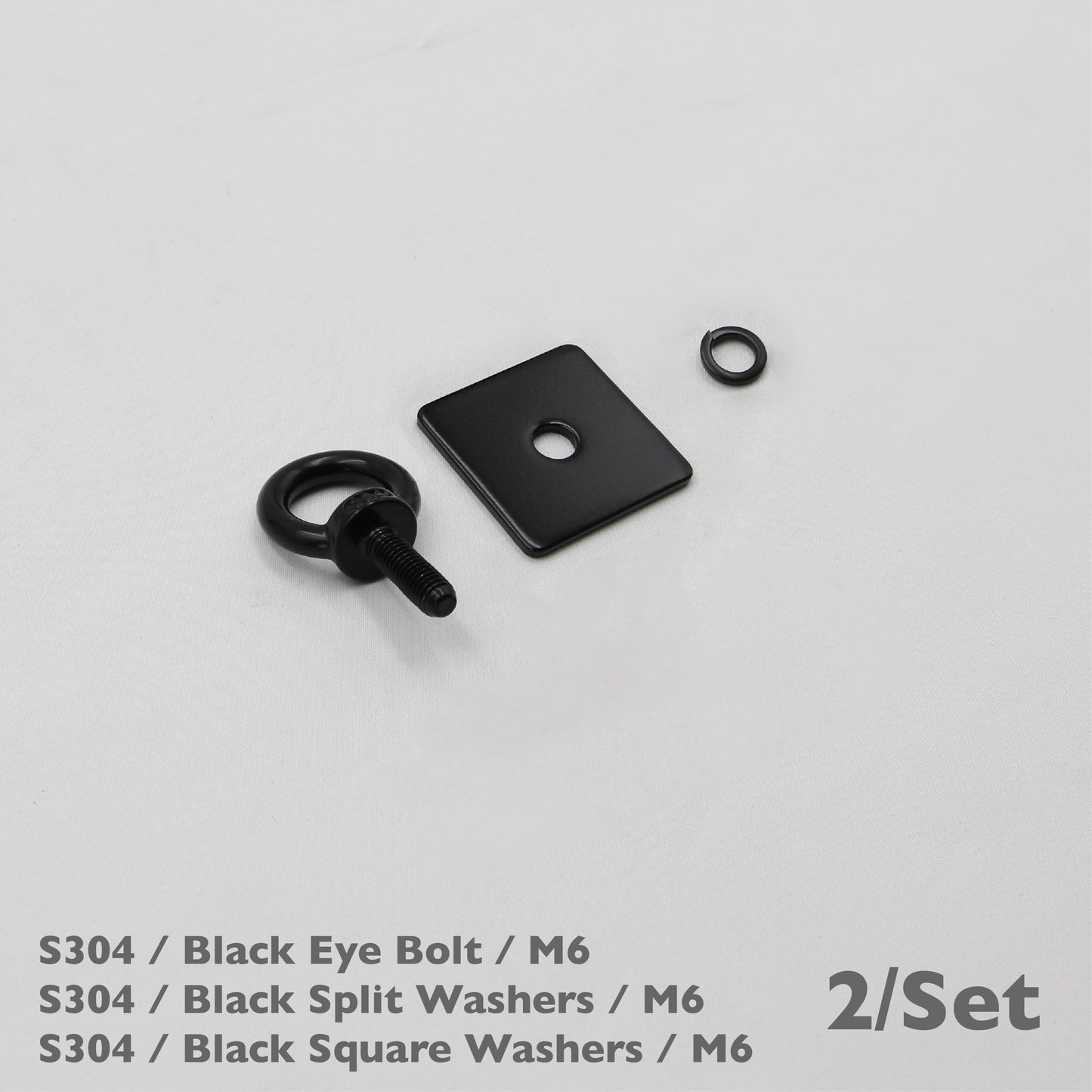 Black Unistrut Eye Bolt Kit | Stainless Steel | M6 M8 M10 | Set of 2