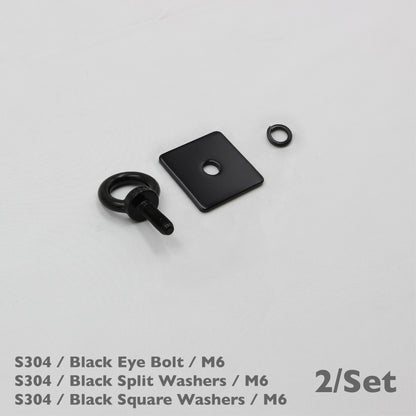Black Unistrut Eye Bolt Kit | Stainless Steel | M6 M8 M10 | Set of 2