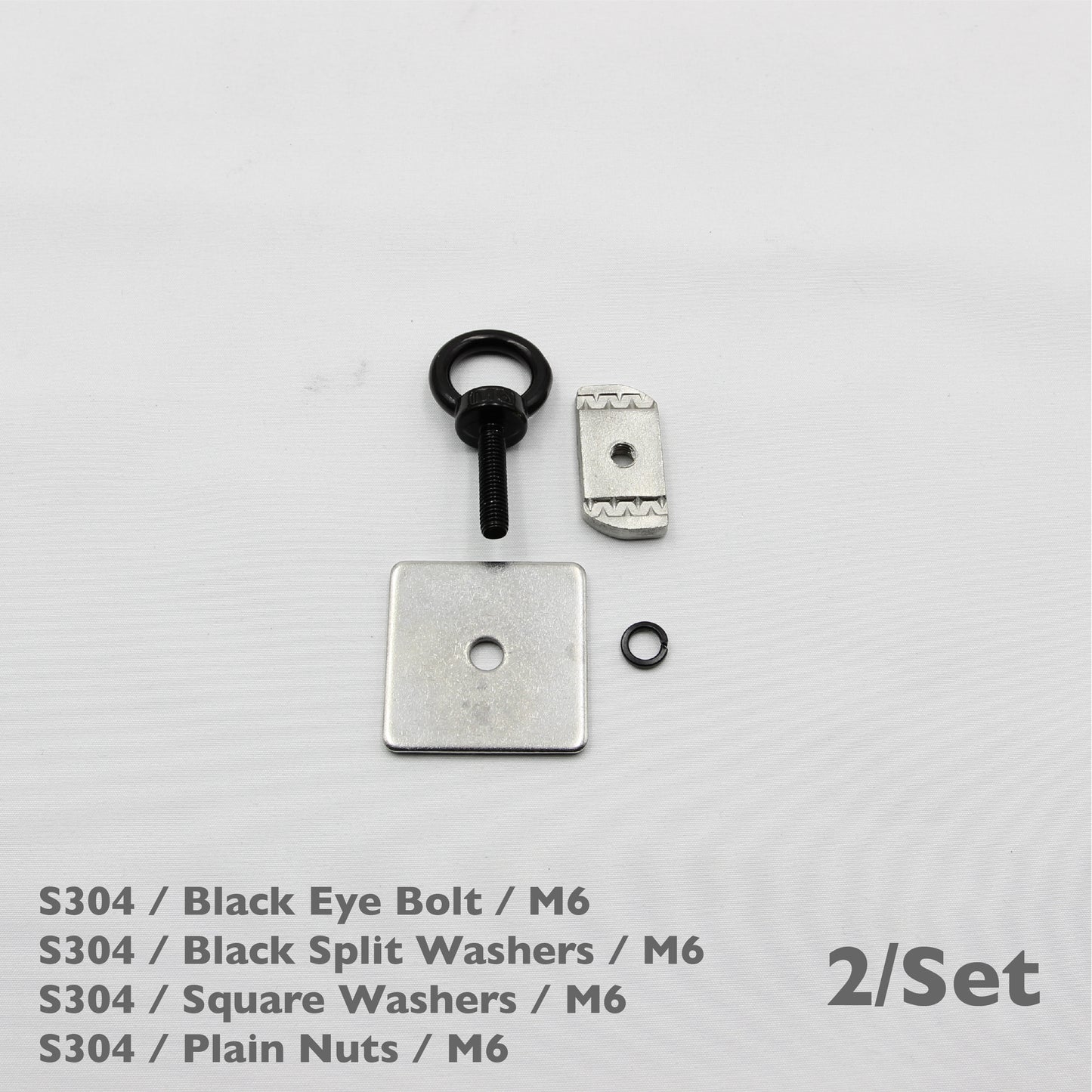 Black Unistrut Eye Bolt Kit | Stainless Steel | M6 M8 M10 | Set of 2