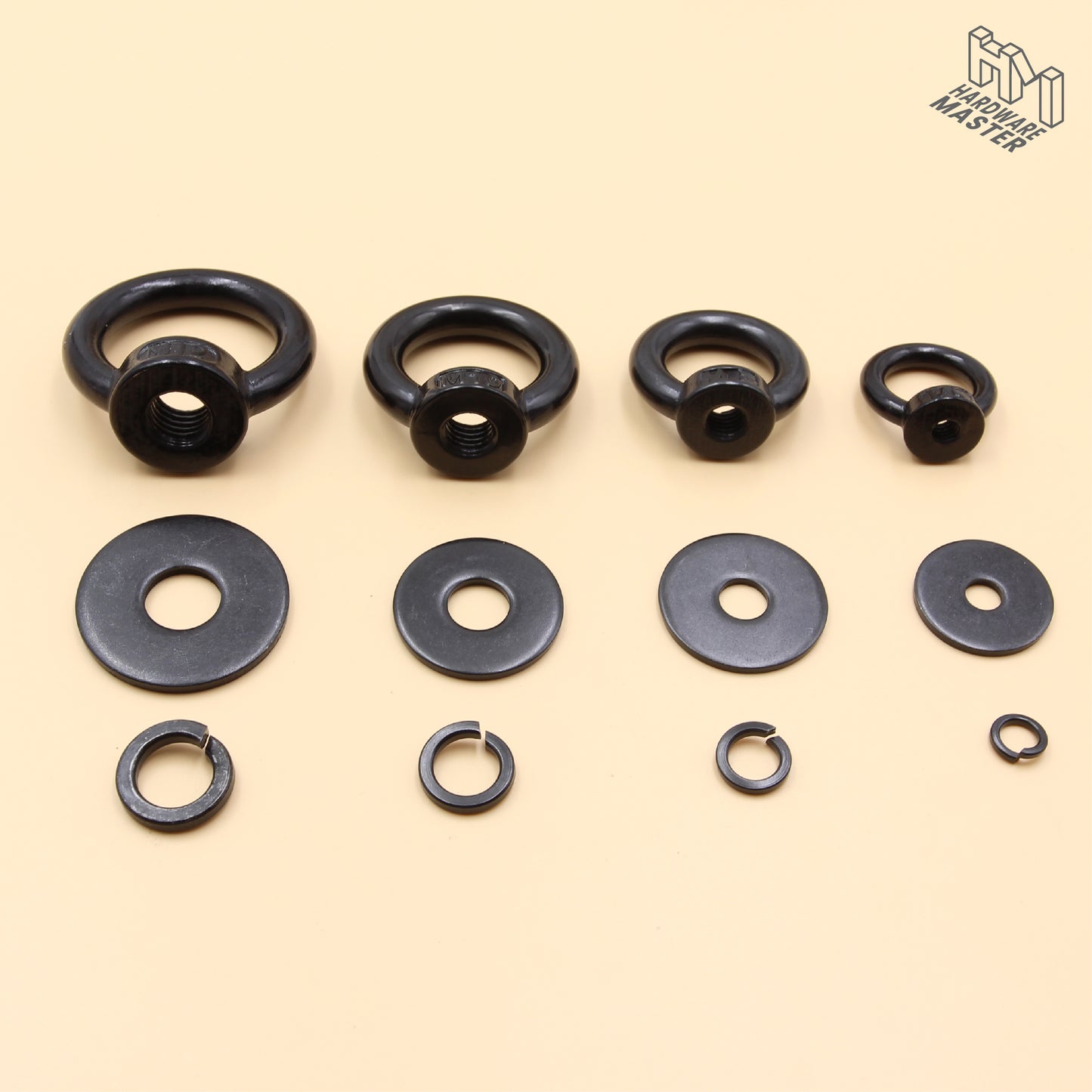 Black Stainless Steel Eye Nuts Heavy Duty – Rigging Tie Down Set (M6, M8, M10, M12)