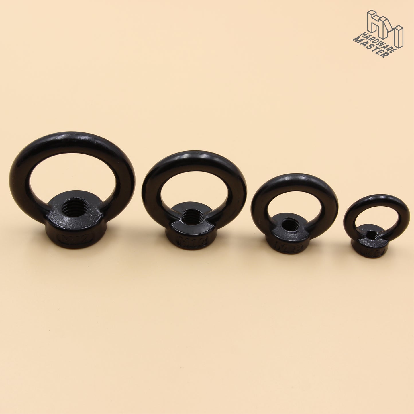 Black Stainless Steel Eye Nuts Heavy Duty – Rigging Tie Down Set (M6, M8, M10, M12)