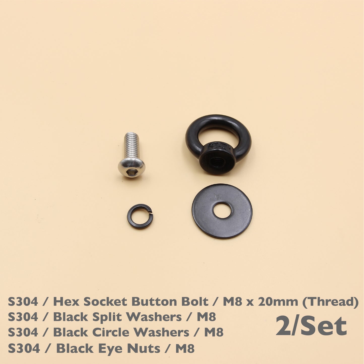 Black Stainless Steel Eye Nuts Heavy Duty – Rigging Tie Down Set (M6, M8, M10, M12)