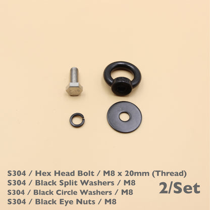 Black Stainless Steel Eye Nuts Heavy Duty – Rigging Tie Down Set (M6, M8, M10, M12)