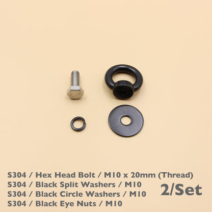 Black Stainless Steel Eye Nuts Heavy Duty – Rigging Tie Down Set (M6, M8, M10, M12)