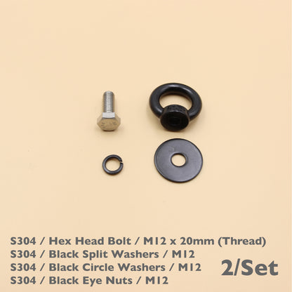 Black Stainless Steel Eye Nuts Heavy Duty – Rigging Tie Down Set (M6, M8, M10, M12)
