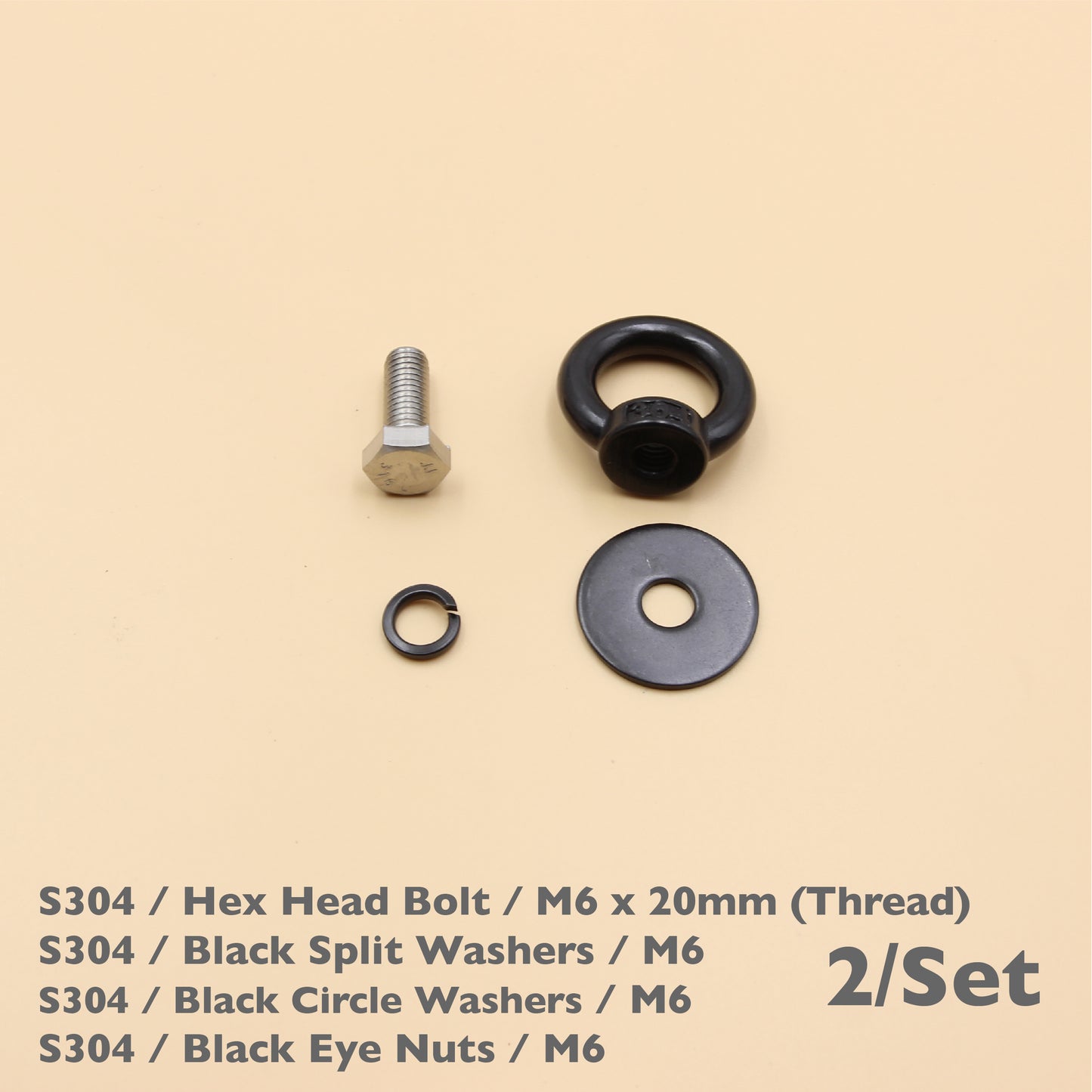 Black Stainless Steel Eye Nuts Heavy Duty – Rigging Tie Down Set (M6, M8, M10, M12)