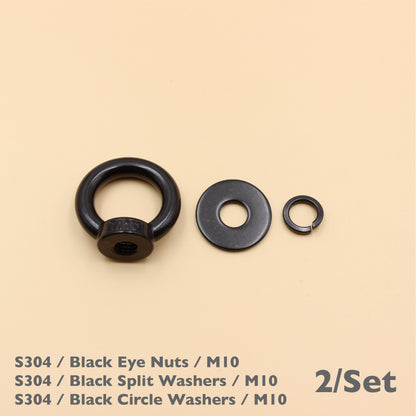 Black Stainless Steel Eye Nuts Heavy Duty – Rigging Tie Down Set (M6, M8, M10, M12)