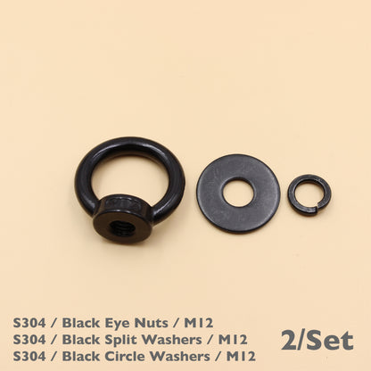 Black Stainless Steel Eye Nuts Heavy Duty – Rigging Tie Down Set (M6, M8, M10, M12)