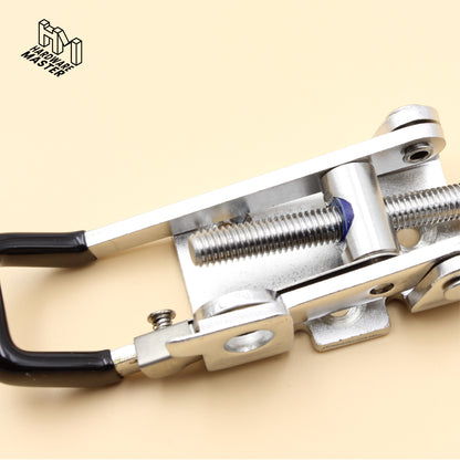 Black Large Over Centre Toggle Latch With Safety Catch | S304 Stainless Steel | Lockable Fastener