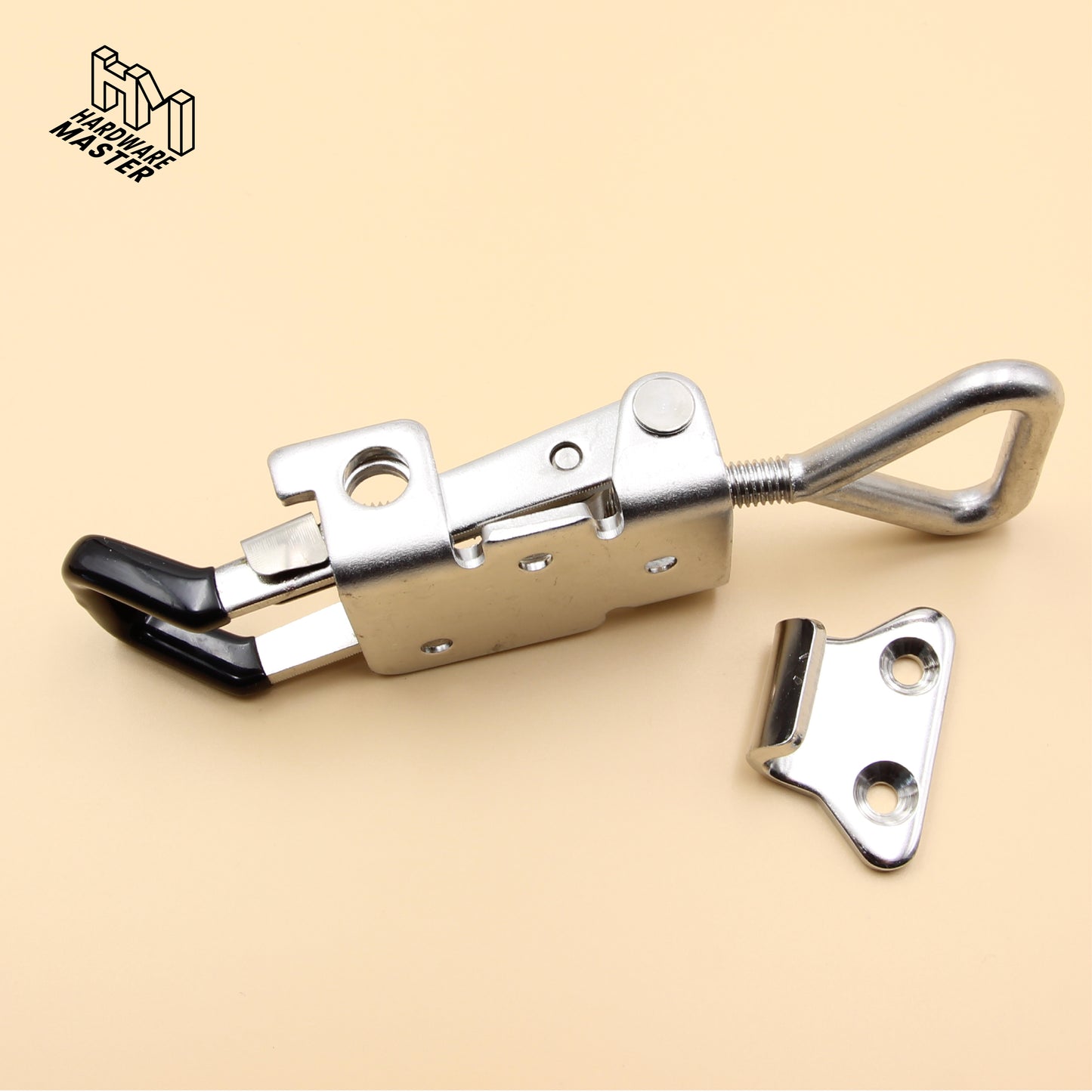 Black Large Over Centre Toggle Latch With Safety Catch | S304 Stainless Steel | Lockable Fastener