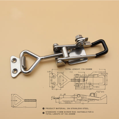 Large Over Centre Toggle Latch With Safety Catch | S304 Stainless Steel | Black | Lockable Fastener