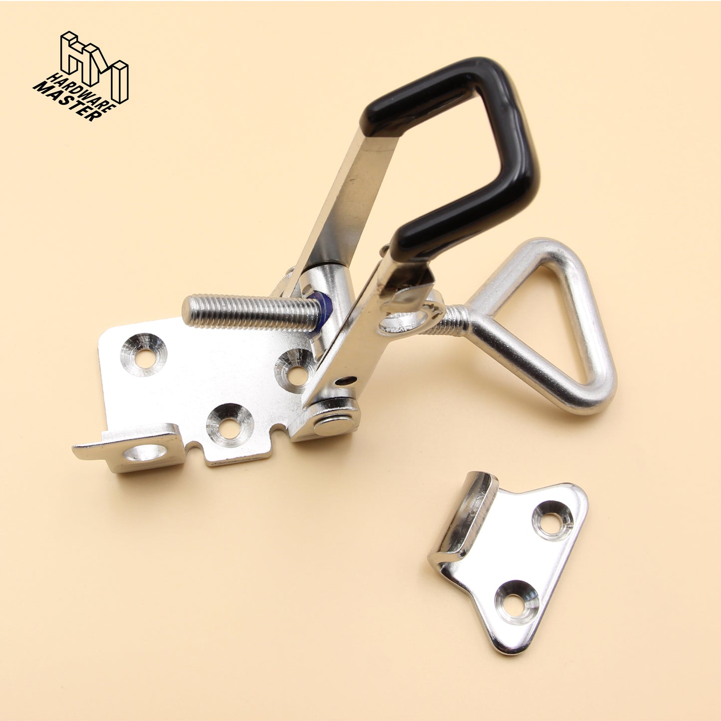 Black Large Over Centre Toggle Latch With Safety Catch | S304 Stainless Steel | Lockable Fastener