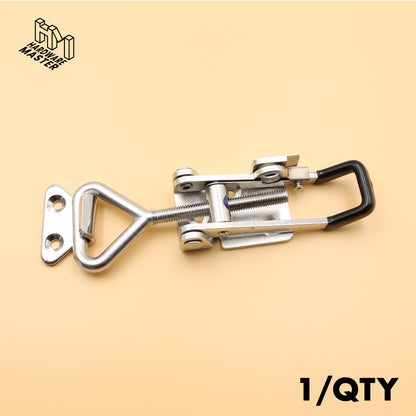 Black Large Over Centre Toggle Latch With Safety Catch | S304 Stainless Steel | Lockable Fastener