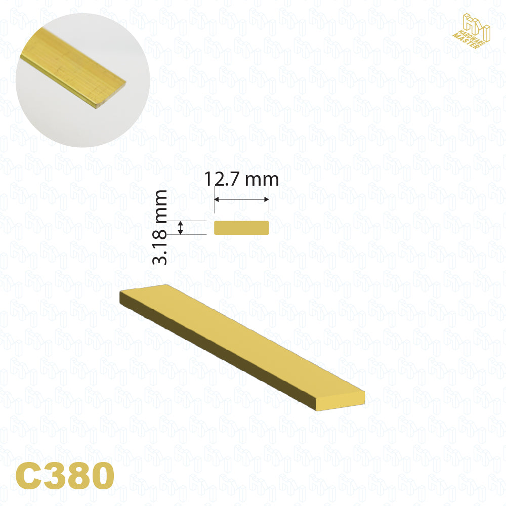 Brass Flat Bar | 12.7mm x 3.18mm | C380 | Custom Lengths Available