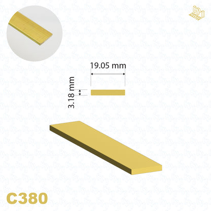 Brass Flat Bar | 19.05mm x 3.18mm | C380 | Custom Lengths Available