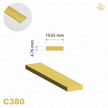 Brass Flat Bar | 19.05mm x 4.76mm | C380 | Custom Lengths Available