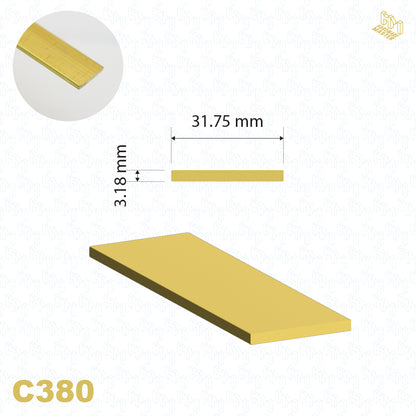 Brass Flat Bar | 31.75mm x 3.18mm | C380 | Custom Lengths Available