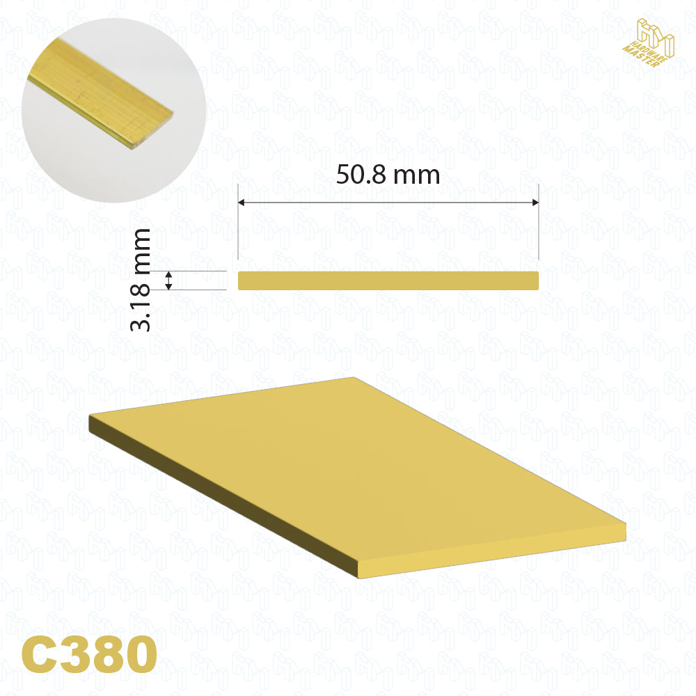 Brass Flat Bar | 50.8mm x 3.18mm | C380 | Custom Lengths Available
