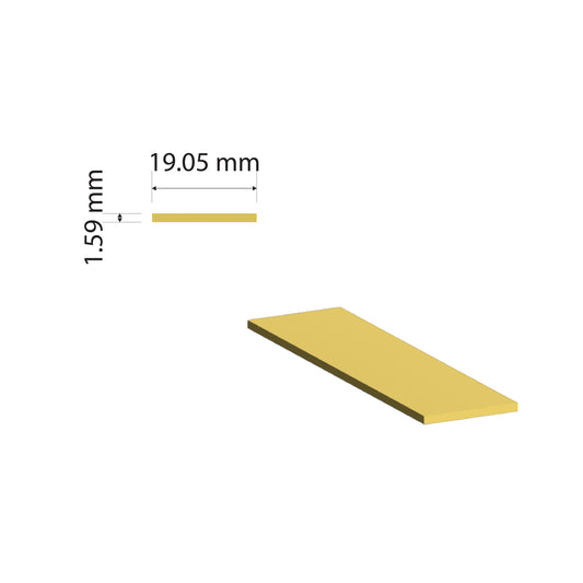 Brass Flat Bar | 19.05x1.59mm | C380 Alloy | Custom Length