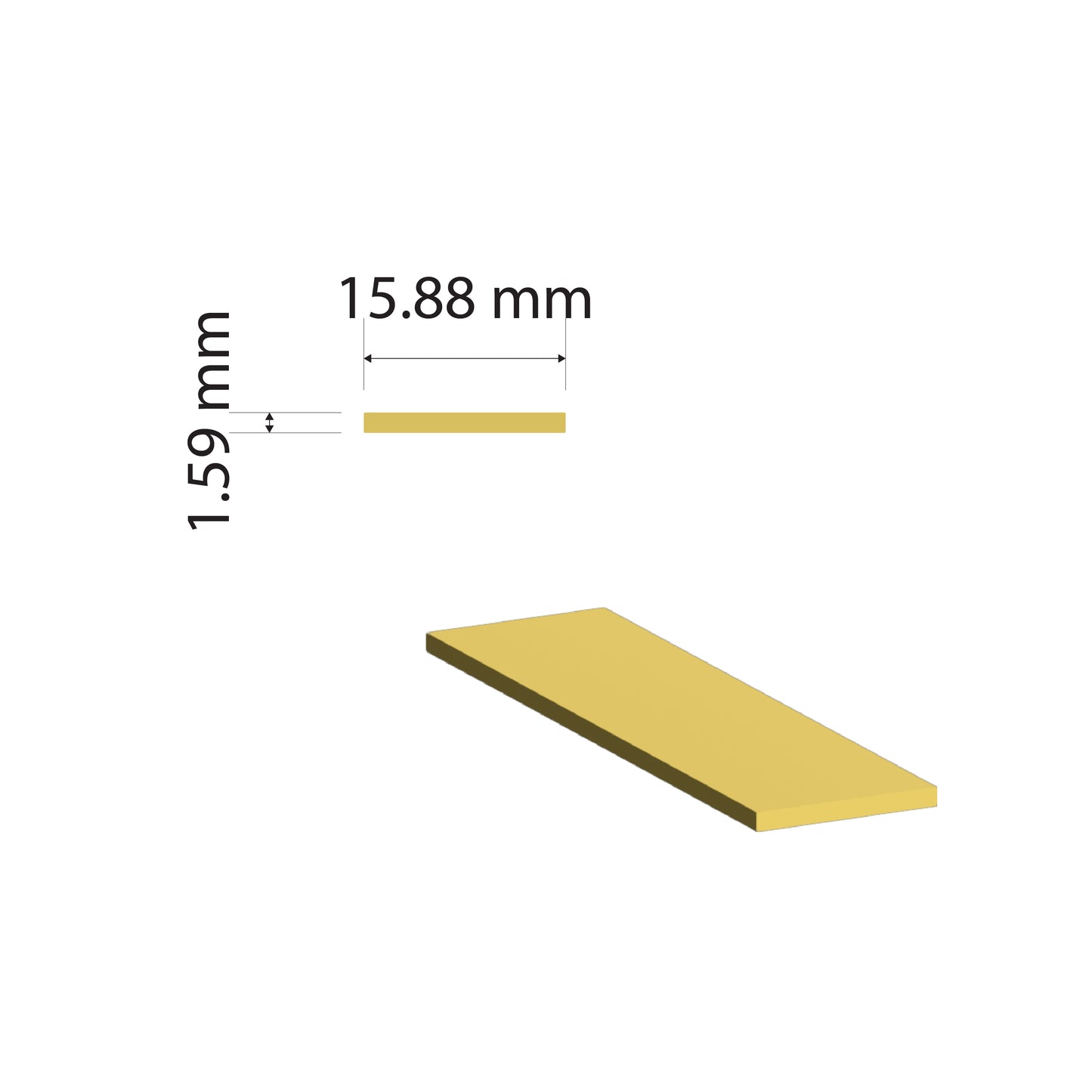 Brass Flat Bar | 15.88x1.59mm | C380 Alloy | Custom Length