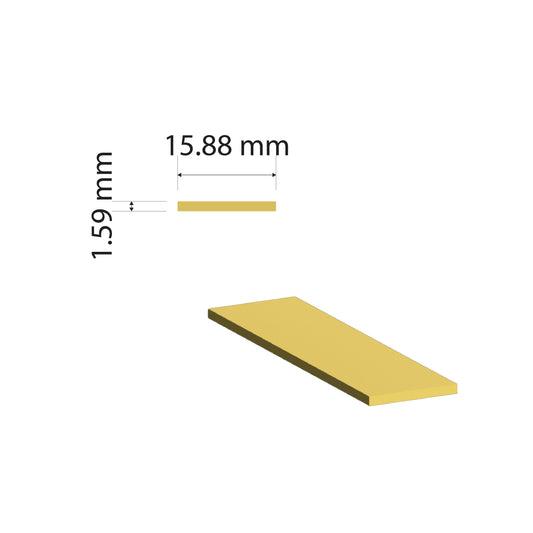 Brass Flat Bar | 15.88x1.59mm | C380 Alloy | Custom Length