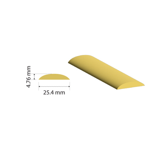 Brass Solid Half Round Rod | 25.4x4.76mm | C380 Alloy | Custom Length