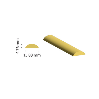 Brass Solid Half Round Rod | 15.88x4.76mm | C380 Alloy | Custom Length