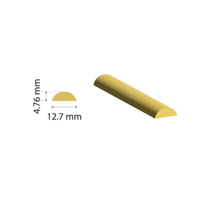 Brass Solid Half Round Rod | 12.7x4.76mm | C380 Alloy | Custom Length