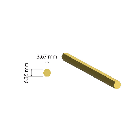 Brass Solid Hex Rod | 6.35mm | C385 Alloy | Custom Length