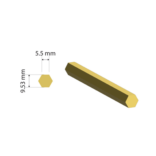 Brass Solid Hex Rod | 9.53mm | C385 Alloy | Custom Length
