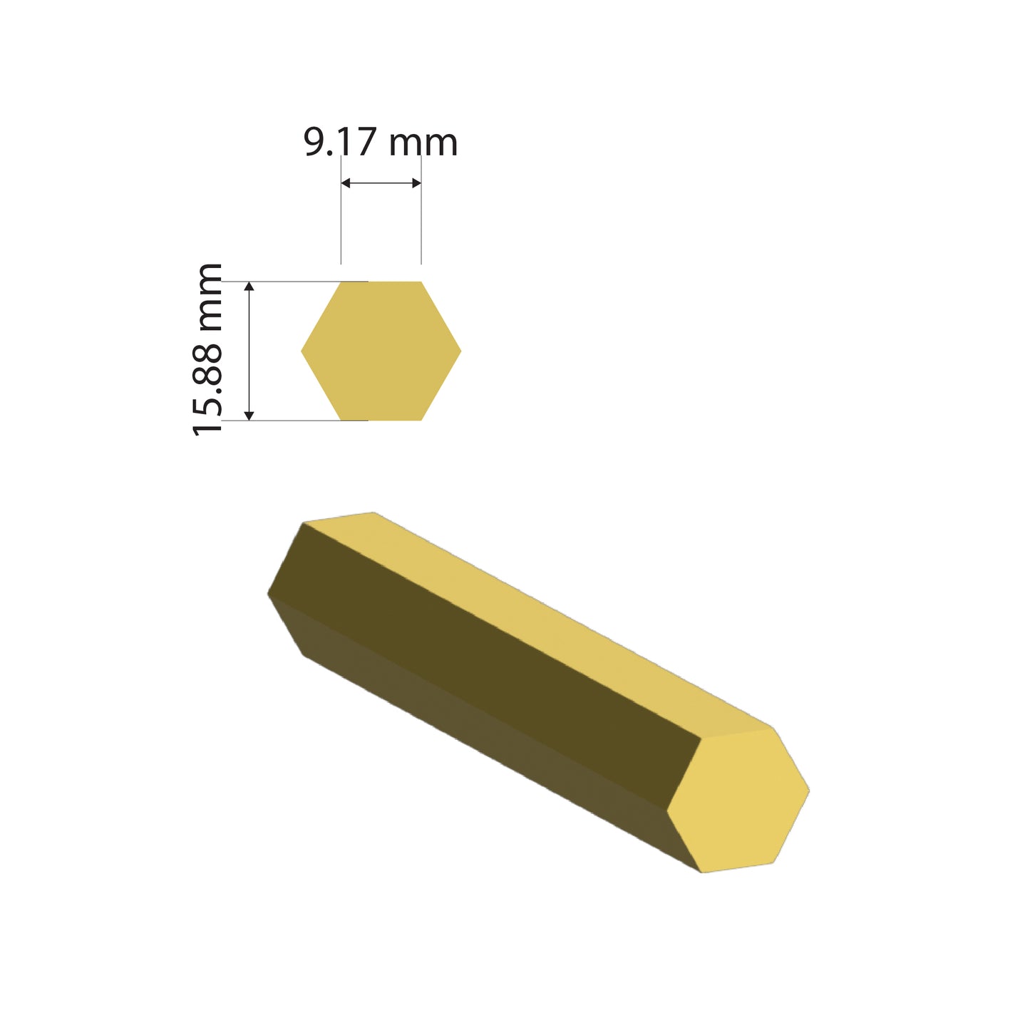 Brass Solid Hex Rod | 15.88mm | C385 Alloy | Custom Length