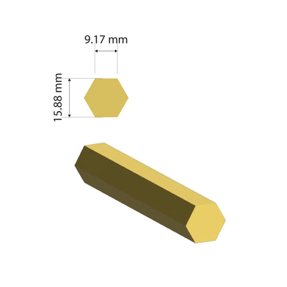 Brass Solid Hex Rod | 15.88mm | C385 Alloy | Custom Length