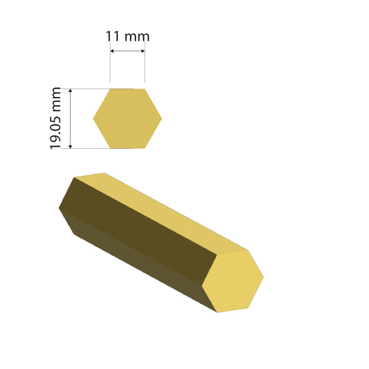 Brass Solid Hex Rod | 19.05mm | C385 Alloy | Custom Length